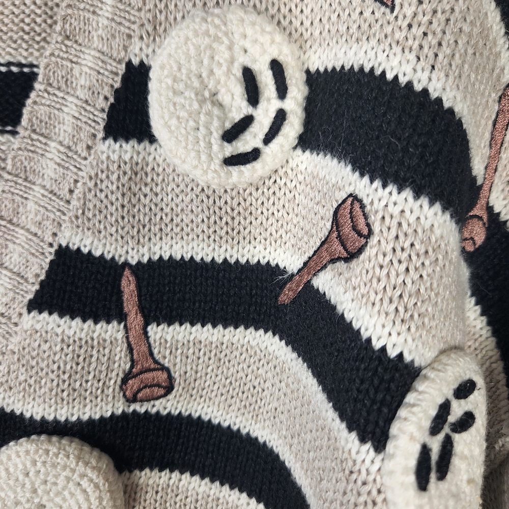 PBJ Sport Vintage 3D Buttons Golf Sweater  Cardigan Embroidered Golf Balls Tees - Picture 9 of 11
